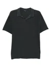 James Perse Open-collar Slub Cotton-jersey Polo Shirt In Black