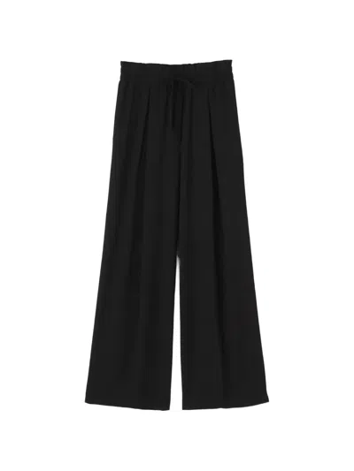 James Perse Soft-matte Pleated Trousers In Black