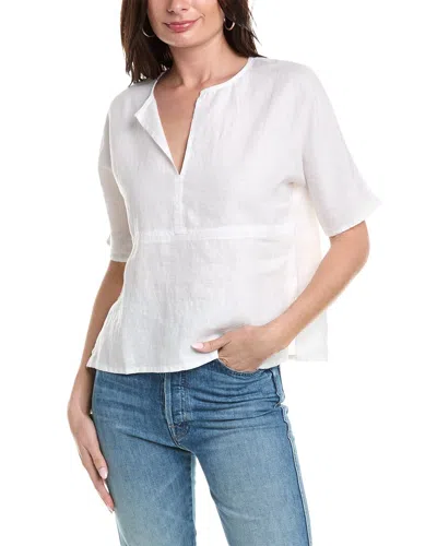 James Perse Split Front Linen Top In White