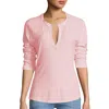 James Perse Split Neck Raglan T-shirt In Light Pink In Pink