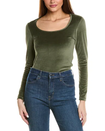 James Perse Square Neck Top In Green