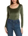 James Perse Square Neck Top In Green