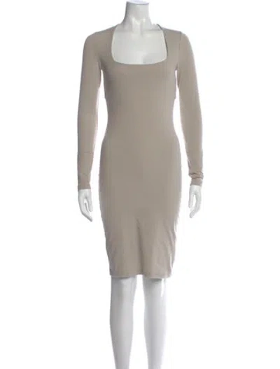 Pre-owned James Perse Square Neckline Knee-length Dress In Gray