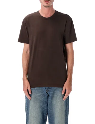 James Perse Short-sleeved Cotton T-shirt With Crew Neck In Brown