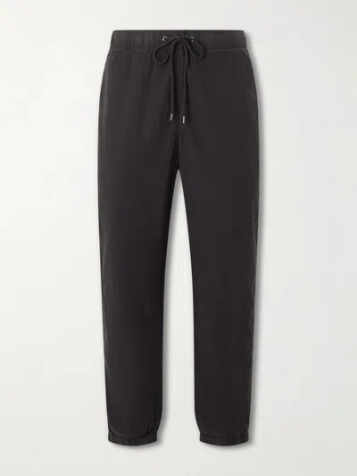 James Perse Straight-leg Linen-blend Canvas Drawstring Trousers In Black
