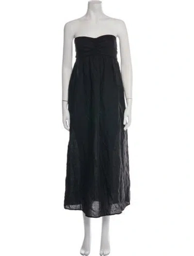 Pre-owned James Perse Strapless Midi Length Dress In Black