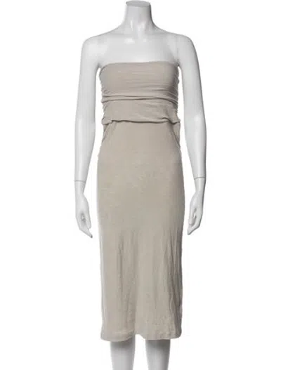 Pre-owned James Perse Strapless Midi Length Dress In Neutrals