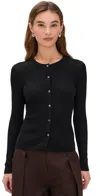 James Perse Stretch Linen Ribbed Cardigan Black In Black