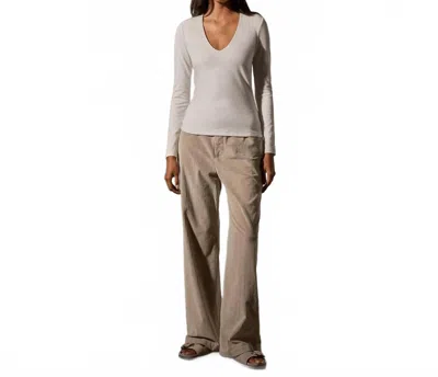 James Perse Stretch Lotus Deep-v Tee In White