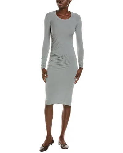 James Perse Stretch Ruched Double Layer Midi Dress In Grey