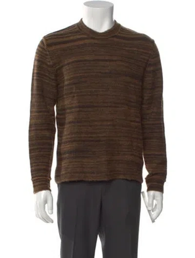 Pre-owned James Perse Striped Crew Neck Pullover In Brown