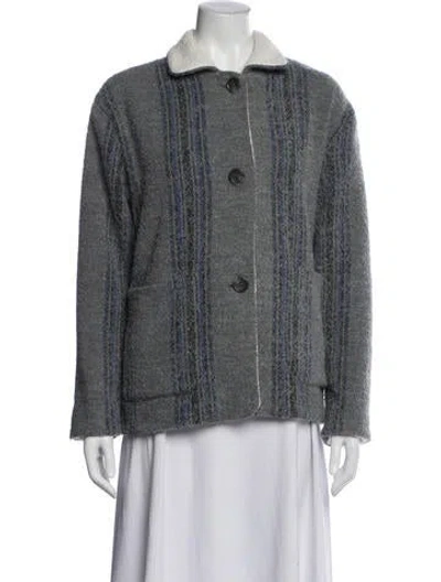 Pre-owned James Perse Striped Jacket In Gray