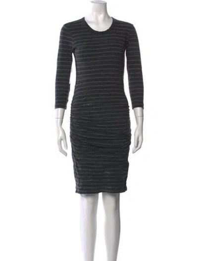 Pre-owned James Perse Striped Knee-length Dress In Black