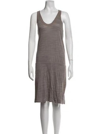 Pre-owned James Perse Striped Knee-length Dress In Grey