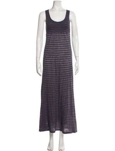 Pre-owned James Perse Striped Long Dress In Gray