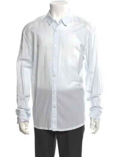 Pre-owned James Perse Striped Long Sleeve Dress Shirt In Blue