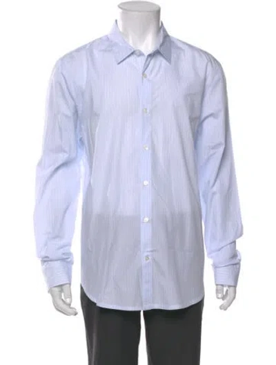 Pre-owned James Perse Striped Long Sleeve Dress Shirt In Blue