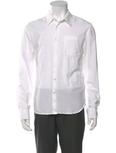 Pre-owned James Perse Striped Long Sleeve Dress Shirt In White
