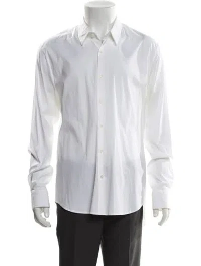 Pre-owned James Perse Striped Long Sleeve Dress Shirt In White