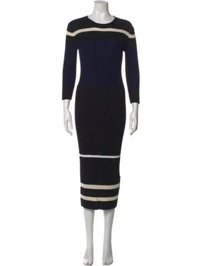 Pre-owned James Perse Striped Midi Length Dress In Black