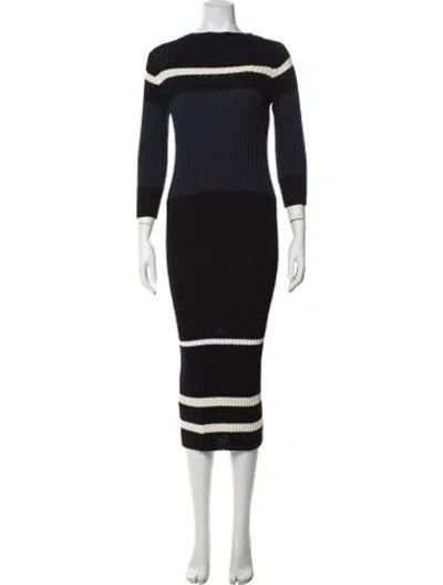 Pre-owned James Perse Striped Midi Length Dress In Black