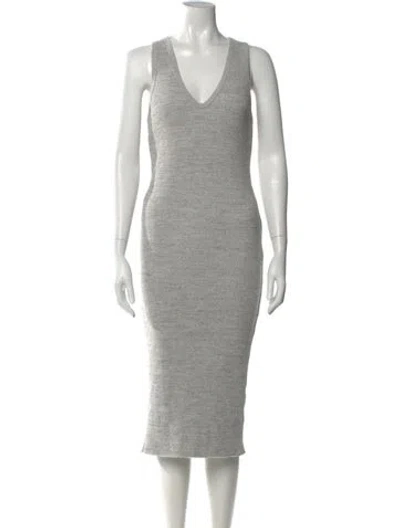 Pre-owned James Perse Striped Midi Length Dress In Gray