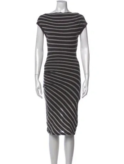 Pre-owned James Perse Striped Midi Length Dress In Gray