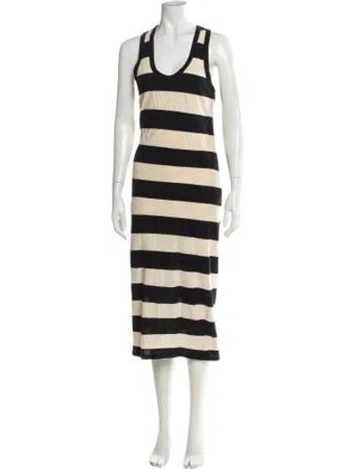 Pre-owned James Perse Striped Midi Length Dress In Neutral
