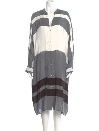 Pre-owned James Perse Striped Midi Length Dress W/ Tags In Gray