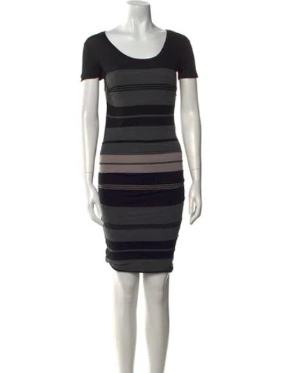Pre-owned James Perse Striped Mini Dress In Black
