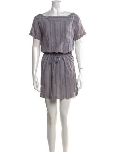 Pre-owned James Perse Striped Mini Dress In Blue