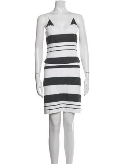 Pre-owned James Perse Striped Mini Dress In Grey