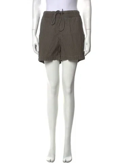 Pre-owned James Perse Striped Mini Shorts In Green