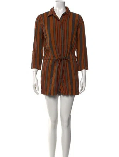Pre-owned James Perse Striped Romper In Brown
