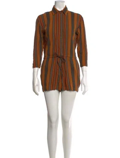 Pre-owned James Perse Striped Romper In Brown
