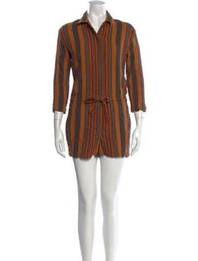 Pre-owned James Perse Striped Romper In Brown