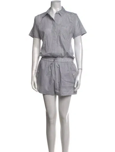 Pre-owned James Perse Striped Romper In White