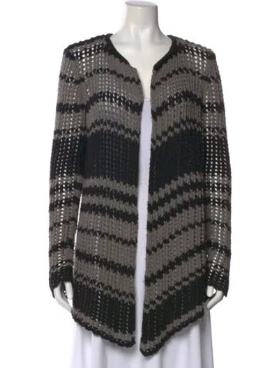 Pre-owned James Perse Striped V-neck Sweater In Black