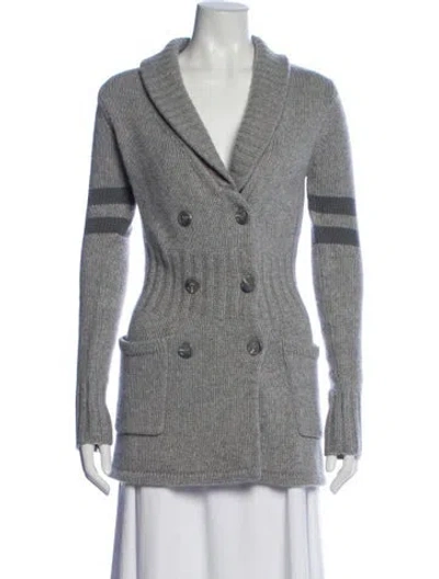 Pre-owned James Perse Striped V-neck Sweater In Gray