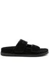 James Perse Suede Buckle Slides In Black