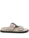 James Perse Suede Buckle Slides In Grey
