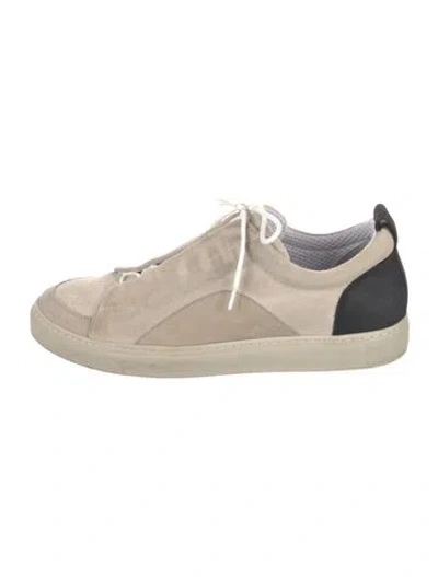 Pre-owned James Perse Suede Colorblock Pattern Sneakers In Neutral
