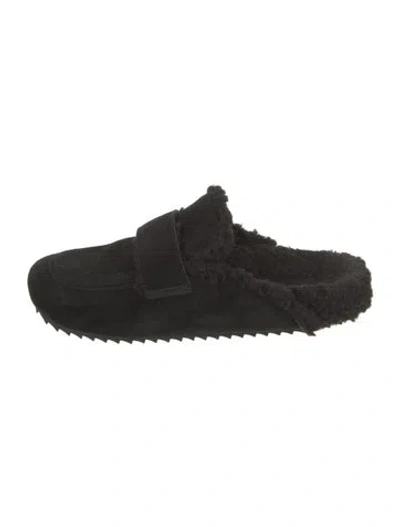 Pre-owned James Perse Suede Mules In Black