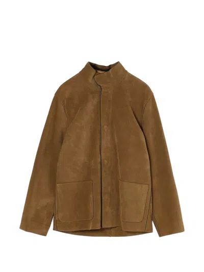 James Perse Suede Ranch Pocket Jacket In Brown