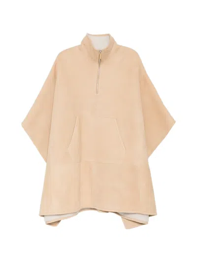 James Perse Suede Shearling Poncho In Brown