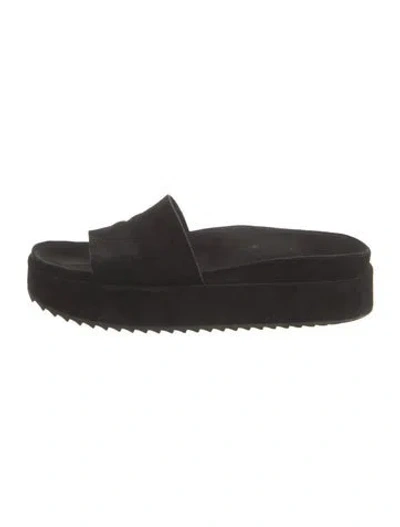 Pre-owned James Perse Suede Slides In Black