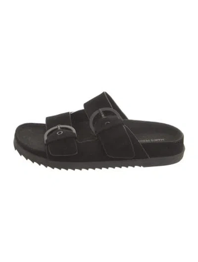 Pre-owned James Perse Suede Slides In Black
