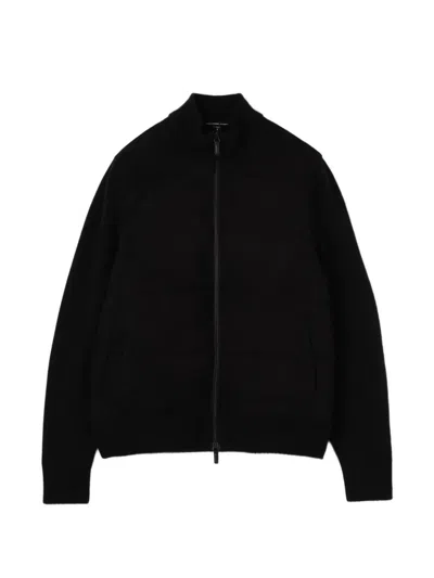 James Perse Suede Zip-up Sweater In Black