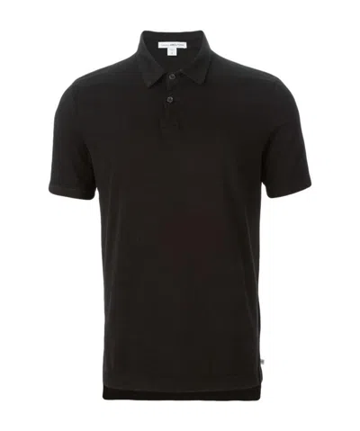 James Perse Sueded-jersey Polo Shirt In Black