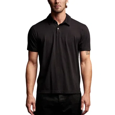 James Perse Sueded Jersey Polo Shirt In Black